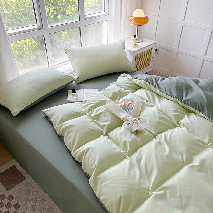 91家纺网 家纺一手货源 找家纺 赫然家纺 2026新款纯色磨毛系列床笠款四件套 薄荷绿