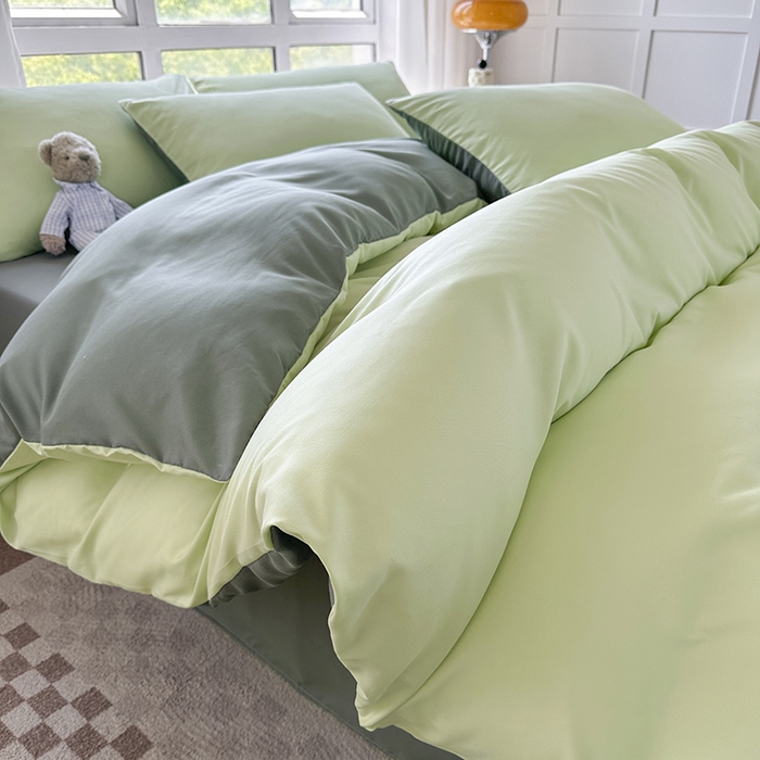 91家纺网 家纺一手货源 找家纺 赫然家纺 2026新款纯色磨毛系列床笠款四件套 薄荷绿