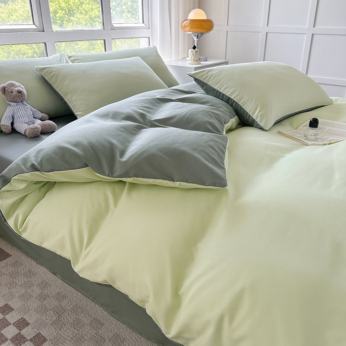 91家纺网 家纺一手货源 找家纺 赫然家纺 2026新款纯色磨毛系列床笠款四件套 薄荷绿