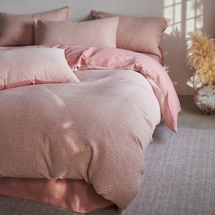 91家纺网 家纺一手货源 找家纺 千朵森 2025新款全棉纯棉色织提花磨毛四件套-秋思 秋思—粉漾