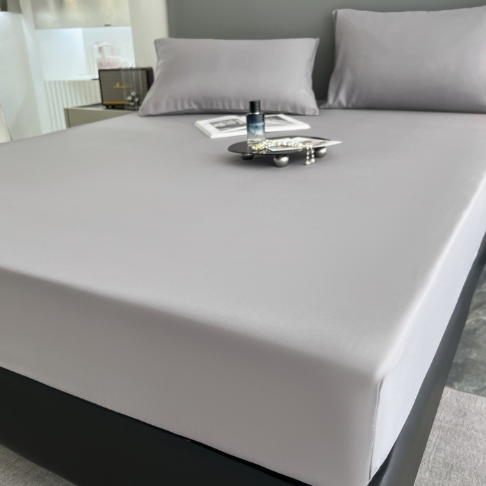 91家纺网 家纺一手货源 找家纺 赫然家纺 2026新款纯色磨毛系列床笠款四件套 豆沙+浅灰