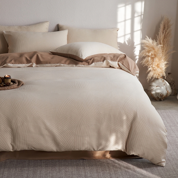 91家纺网 家纺一手货源 找家纺 千朵森 2025新款全棉纯棉色织提花磨毛四件套-秋思 秋思—简雅