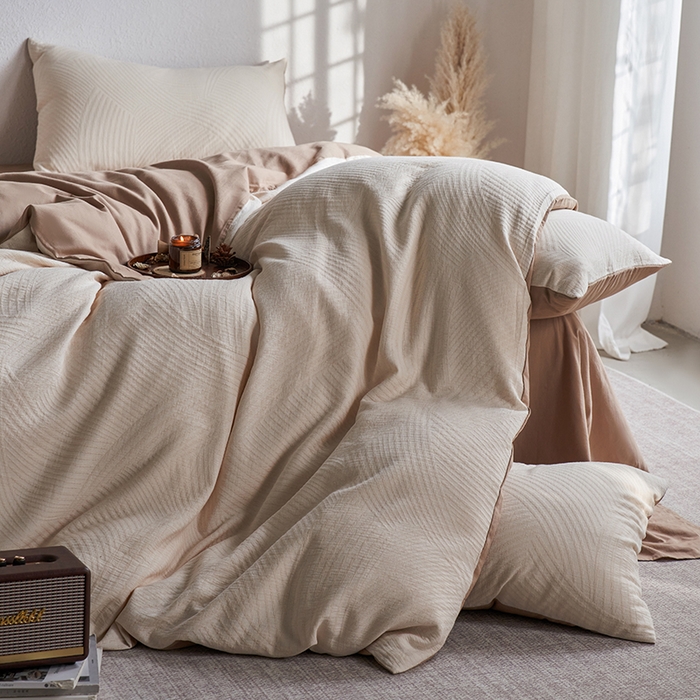 91家纺网 家纺一手货源 找家纺 千朵森 2025新款全棉纯棉色织提花磨毛四件套-秋思 秋思—简雅