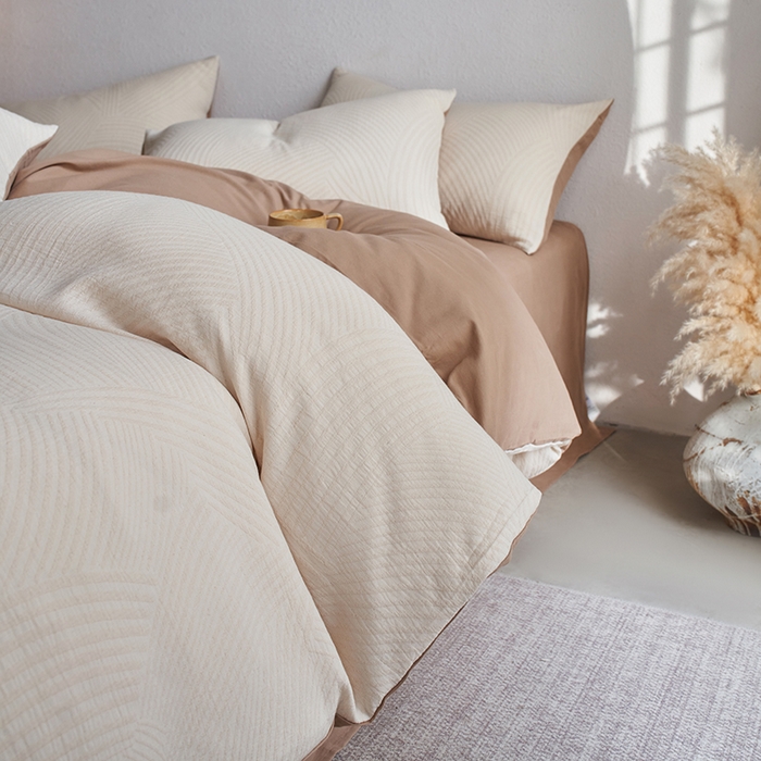 91家纺网 家纺一手货源 找家纺 千朵森 2025新款全棉纯棉色织提花磨毛四件套-秋思 秋思—简雅