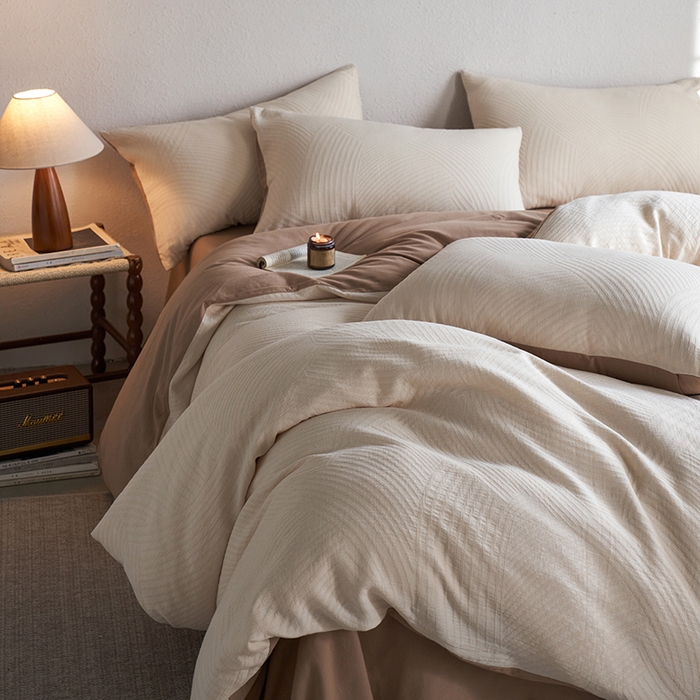 91家纺网 家纺一手货源 找家纺 千朵森 2025新款全棉纯棉色织提花磨毛四件套-秋思 秋思—简雅