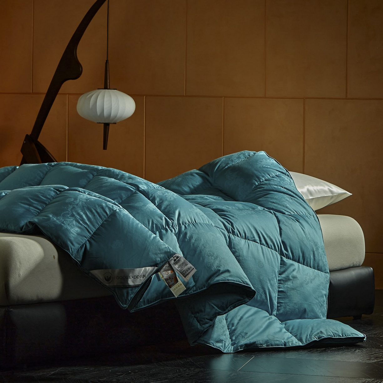 91家纺网 家纺一手货源 找家纺 暖羽屋羽绒馆 2025新款带质检报告 95白鹅绒60s提花纯棉羽绒被子 双层加厚冬被 F雅馨 青蓝