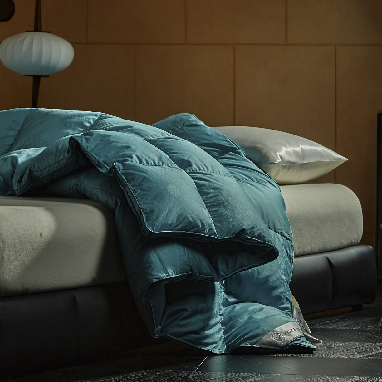 91家纺网 家纺一手货源 找家纺 暖羽屋羽绒馆 2025新款带质检报告 95白鹅绒60s提花纯棉羽绒被子 双层加厚冬被 F雅馨 青蓝