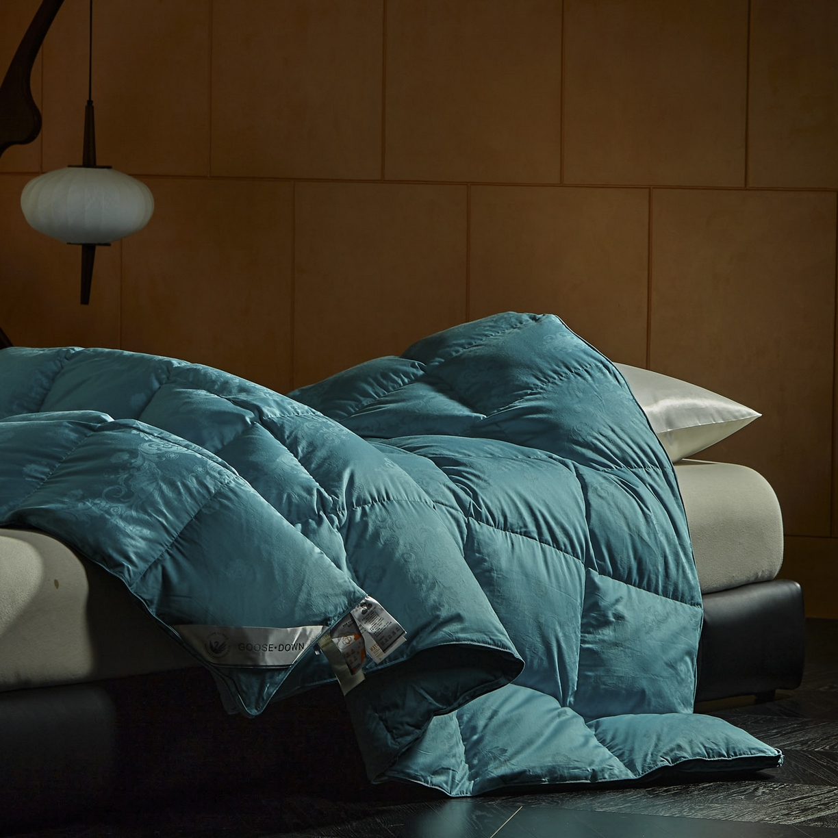 91家纺网 家纺一手货源 找家纺 暖羽屋羽绒馆 2025新款带质检报告 95白鹅绒60s提花纯棉羽绒被子 双层加厚冬被 F雅馨 青蓝