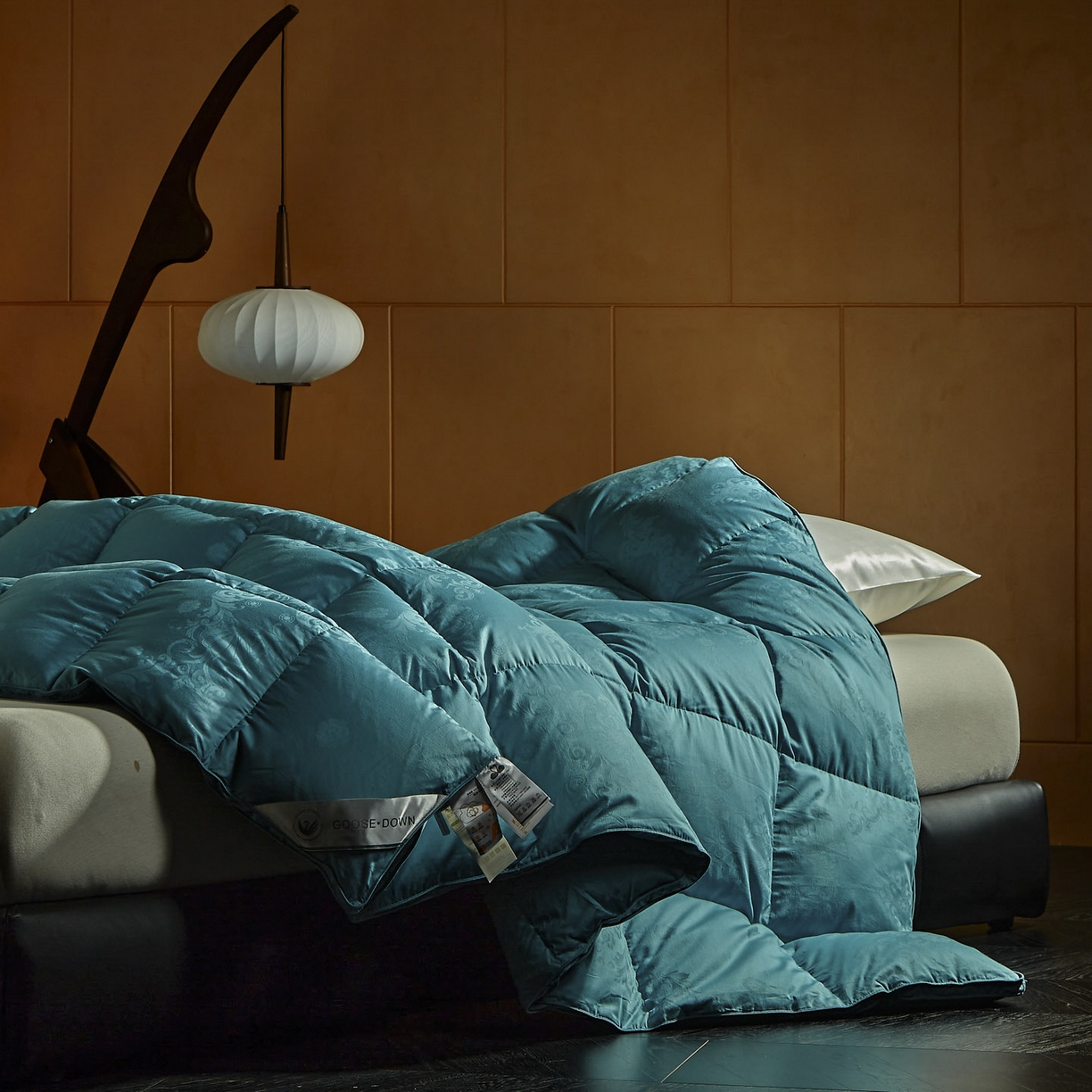 91家纺网 家纺一手货源 找家纺 暖羽屋羽绒馆 2025新款带质检报告 95白鹅绒60s提花纯棉羽绒被子 双层加厚冬被 F雅馨 青蓝