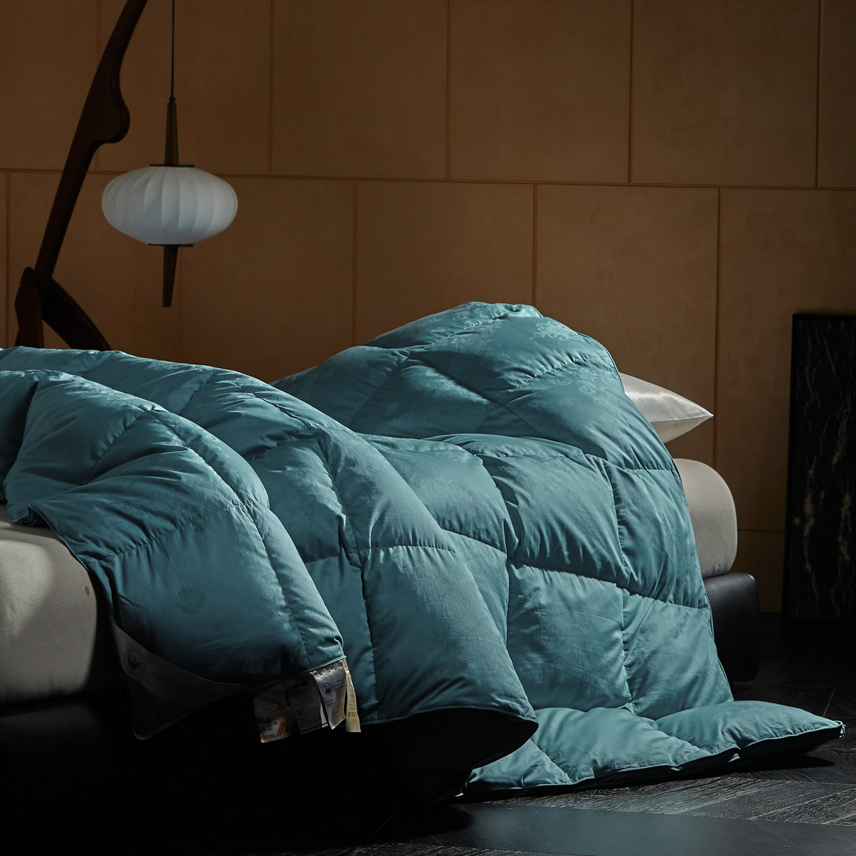 91家纺网 家纺一手货源 找家纺 暖羽屋羽绒馆 2025新款带质检报告 95白鹅绒60s提花纯棉羽绒被子 双层加厚冬被 F雅馨 青蓝