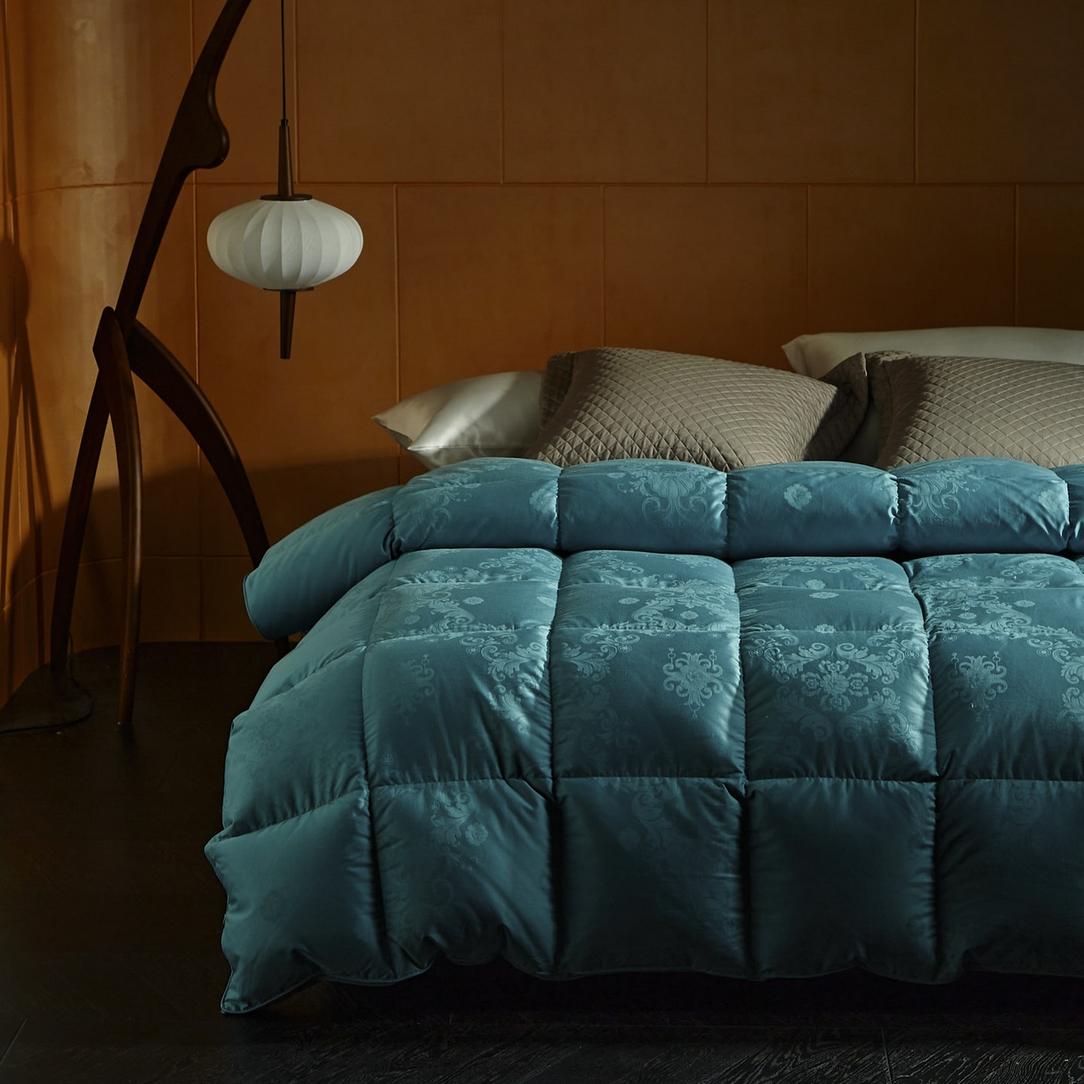 91家纺网 家纺一手货源 找家纺 暖羽屋羽绒馆 2025新款带质检报告 95白鹅绒60s提花纯棉羽绒被子 双层加厚冬被 F雅馨 青蓝