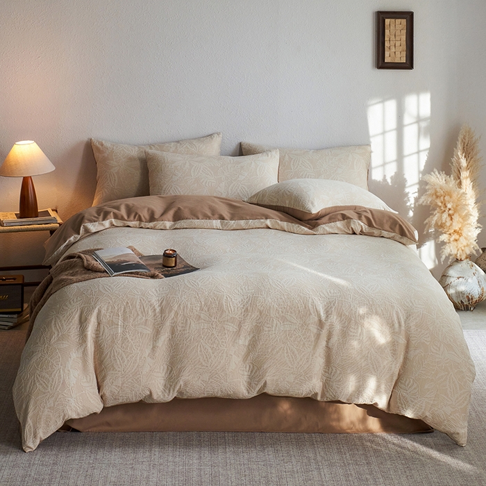 91家纺网 家纺一手货源 找家纺 千朵森 2025新款全棉纯棉色织提花磨毛四件套-秋思 秋思—栖梦