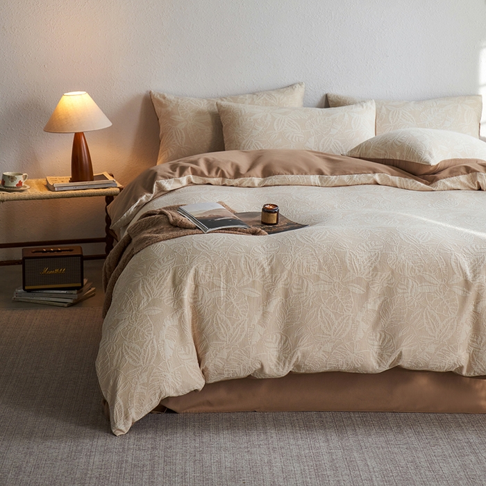 91家纺网 家纺一手货源 找家纺 千朵森 2025新款全棉纯棉色织提花磨毛四件套-秋思 秋思—栖梦