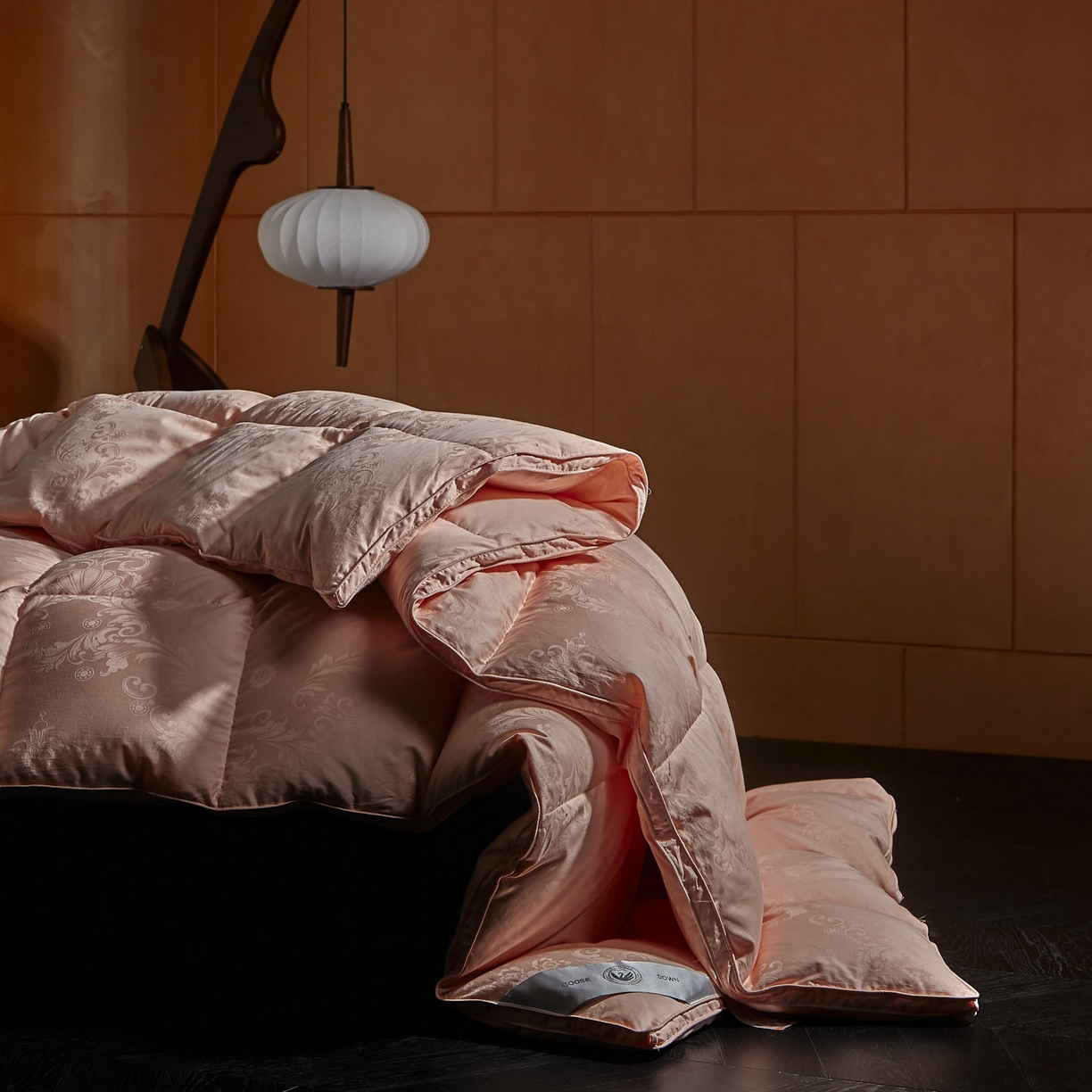 91家纺网 家纺一手货源 找家纺 暖羽屋羽绒馆 2025新款带质检报告 95白鹅绒60s提花纯棉羽绒被子 双层加厚冬被 F雅馨 玉色