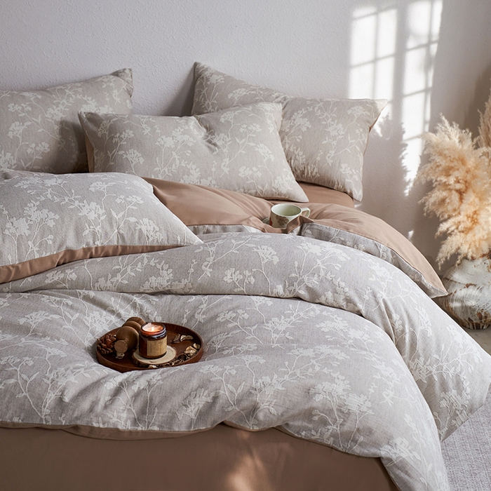 千朵森 2025新款全棉纯棉色织提花磨毛四件套-秋思 秋思—叶影