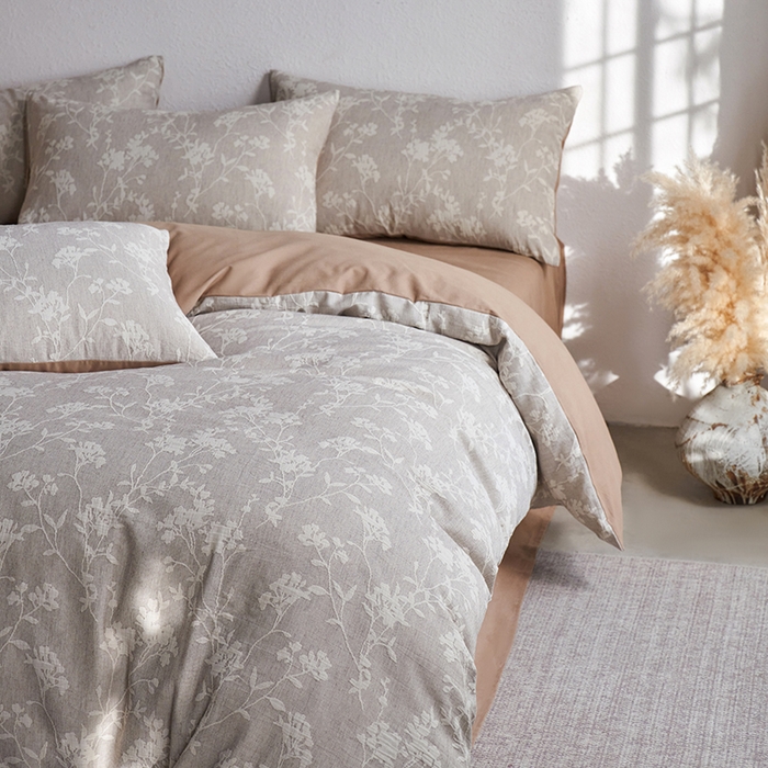 91家纺网 家纺一手货源 找家纺 千朵森 2025新款全棉纯棉色织提花磨毛四件套-秋思 秋思—叶影