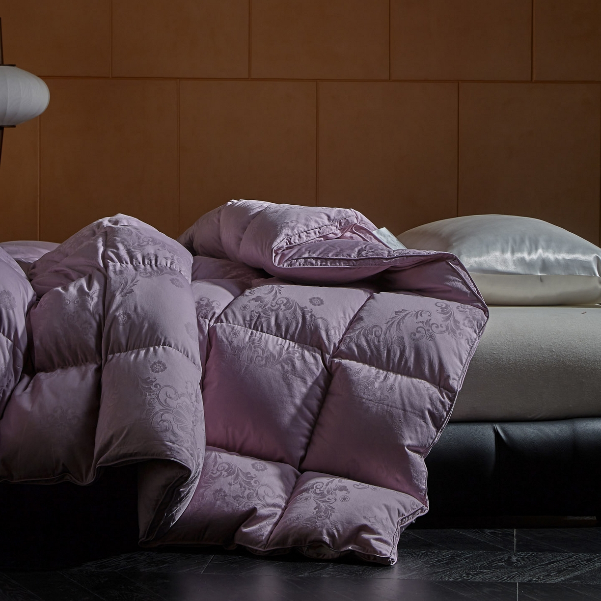 91家纺网 家纺一手货源 找家纺 暖羽屋羽绒馆 2025新款带质检报告 95白鹅绒60s提花纯棉羽绒被子 双层加厚冬被 F雅馨 紫色