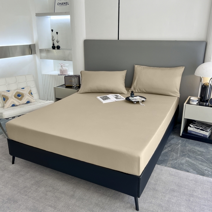 91家纺网 家纺一手货源 找家纺 赫然家纺 2026新款纯色磨毛系列床笠款四件套 姜黄+驼色