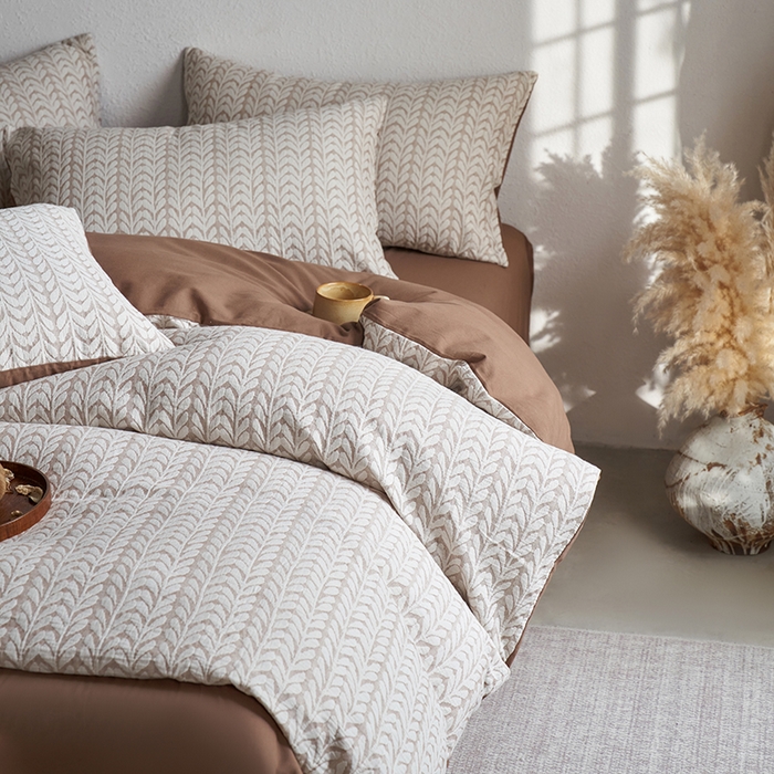 千朵森 2025新款全棉纯棉色织提花磨毛四件套-秋思 秋思—织眠棕