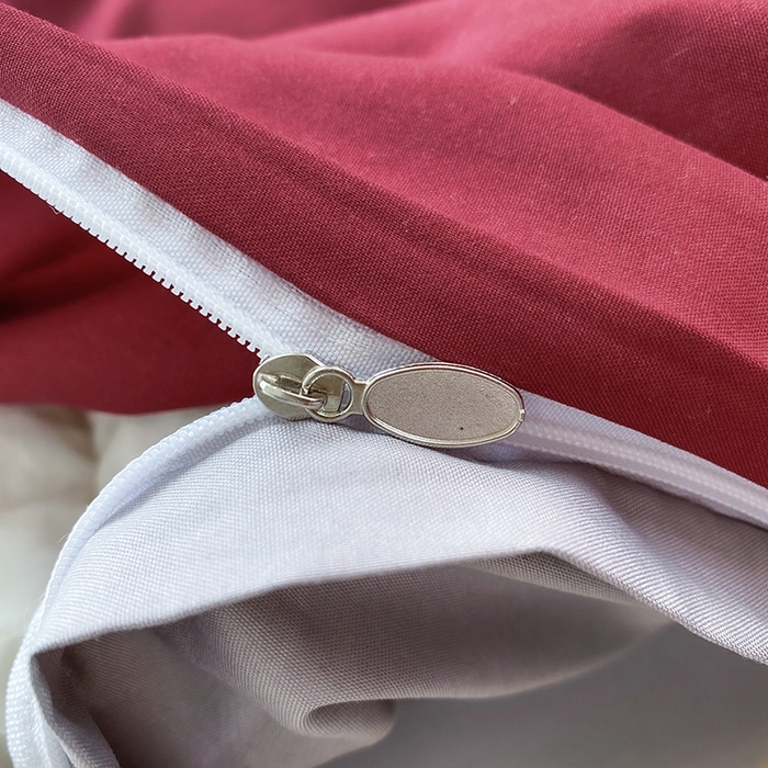 91家纺网 家纺一手货源 找家纺 赫然家纺 2026新款纯色磨毛系列床笠款四件套 枣红+浅灰