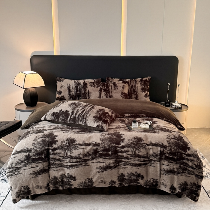 91家纺网 家纺一手货源 找家纺 赛丽雅 2025新款高克重兔毛绒兔兔绒牛奶绒四件套 法式