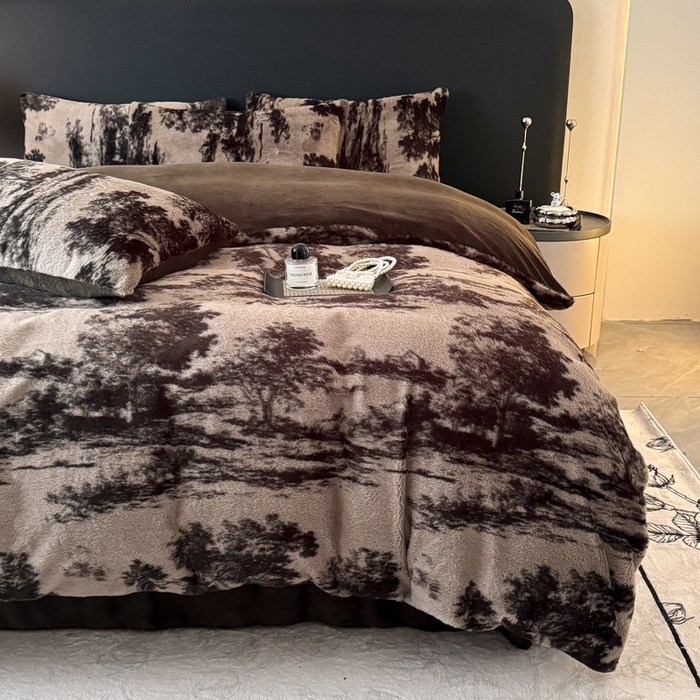 91家纺网 家纺一手货源 找家纺 赛丽雅 2025新款高克重兔毛绒兔兔绒牛奶绒四件套 法式