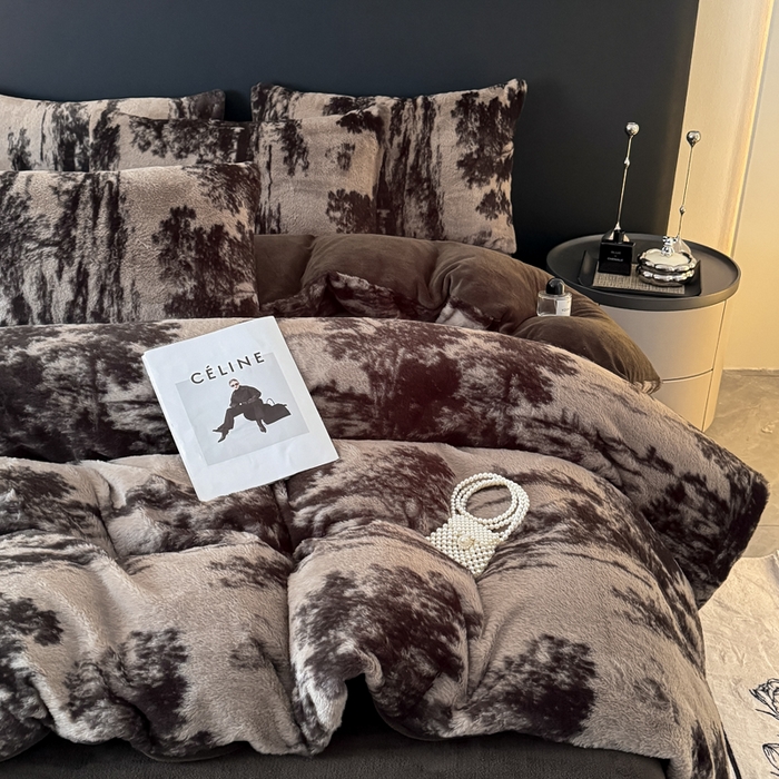 91家纺网 家纺一手货源 找家纺 赛丽雅 2025新款高克重兔毛绒兔兔绒牛奶绒四件套 法式