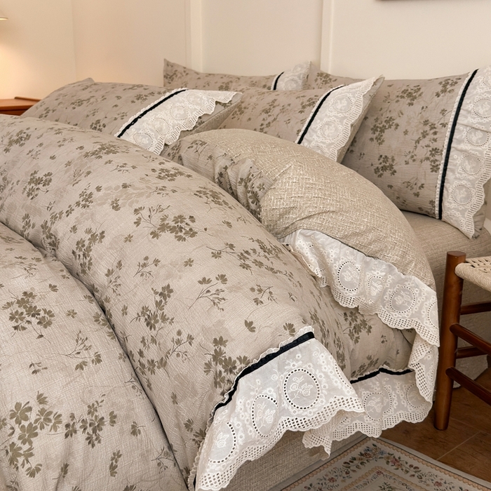 91家纺网 家纺一手货源 找家纺 （总）芯贝儿 2025新款提花针织水洗m双层纱床盖四件套