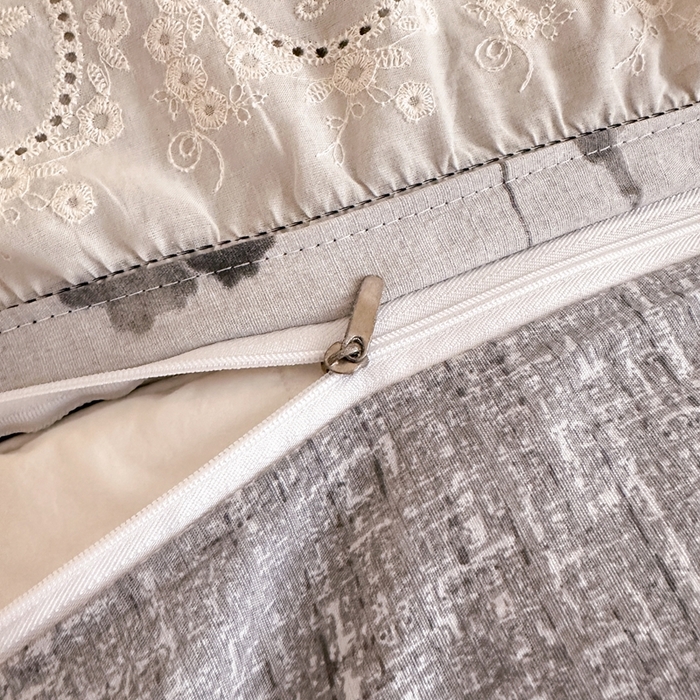 91家纺网 家纺一手货源 找家纺 芯贝儿 2025秋冬新款加厚全m花边m麻复古风亚麻皱皱双层纱水洗m四件套 秘境烟雨