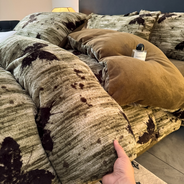 91家纺网 家纺一手货源 找家纺 赛丽雅 2025新款高克重兔毛绒兔兔绒牛奶绒四件套 蝴蝶