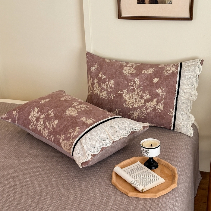 91家纺网 家纺一手货源 找家纺 芯贝儿 2025秋冬新款加厚全m花边m麻复古风亚麻皱皱双层纱水洗m四件套 月华绣影