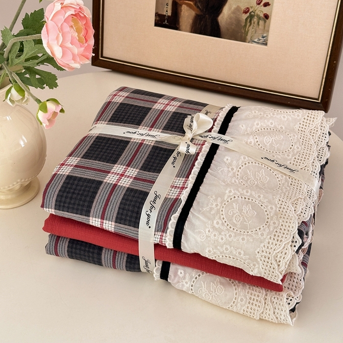 91家纺网 家纺一手货源 找家纺 芯贝儿 2025秋冬新款加厚全m花边m麻复古风亚麻皱皱双层纱水洗m四件套 布里奥