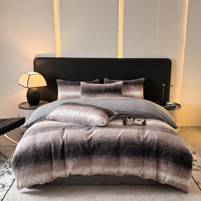 91家纺网 家纺一手货源 找家纺 赛丽雅 2025新款高克重兔毛绒兔兔绒牛奶绒四件套 时尚-粉