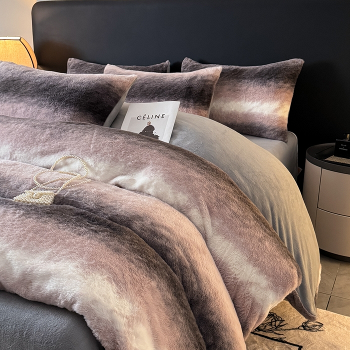 91家纺网 家纺一手货源 找家纺 赛丽雅 2025新款高克重兔毛绒兔兔绒牛奶绒四件套 时尚-粉