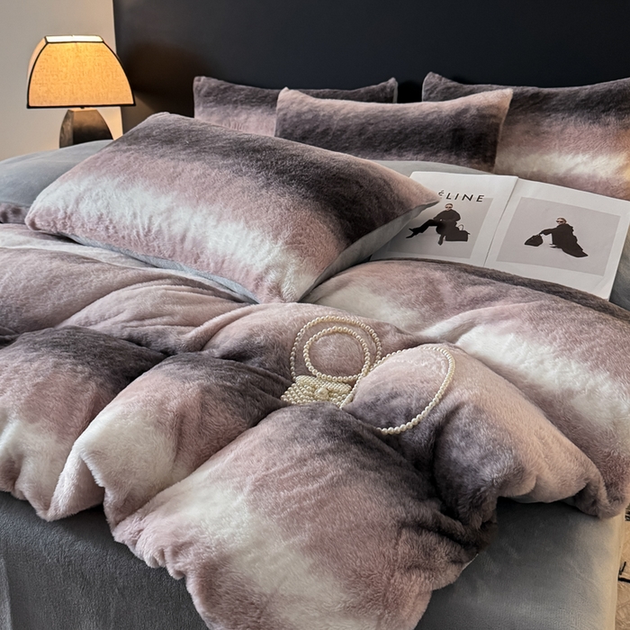 91家纺网 家纺一手货源 找家纺 赛丽雅 2025新款高克重兔毛绒兔兔绒牛奶绒四件套 时尚-粉