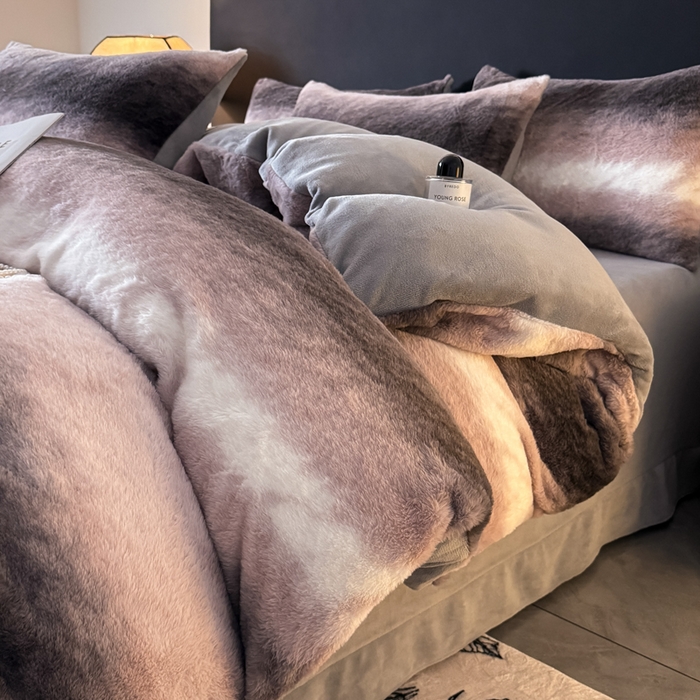 赛丽雅 2025新款高克重兔毛绒兔兔绒牛奶绒四件套 时尚-粉