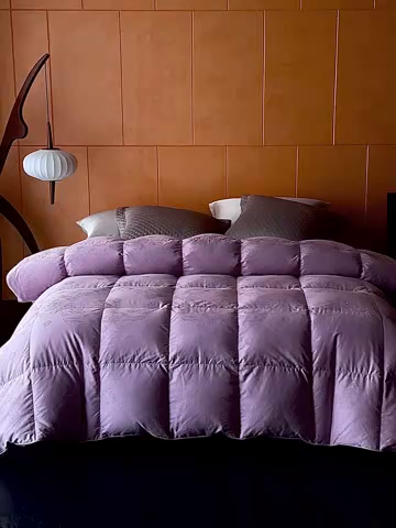 91家纺网 家纺一手货源 找家纺 暖羽屋羽绒馆 2025新款带质检报告 95白鹅绒60s提花纯棉羽绒被子 双层加厚冬被 F雅馨 紫色