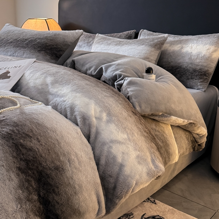 赛丽雅 2025新款高克重兔毛绒兔兔绒牛奶绒四件套 时尚-灰