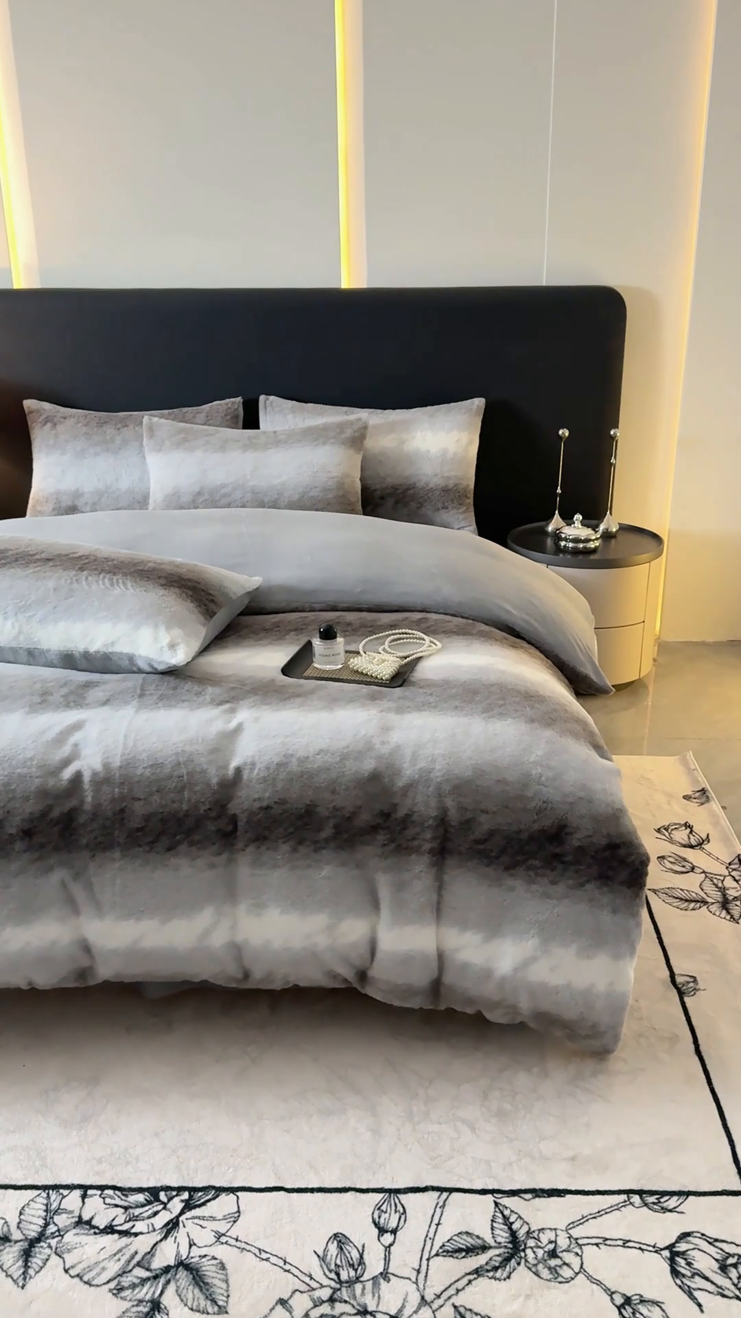 91家纺网 家纺一手货源 找家纺 赛丽雅 2025新款高克重兔毛绒兔兔绒牛奶绒四件套 时尚-灰