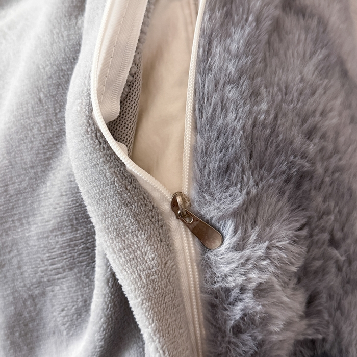 91家纺网 家纺一手货源 找家纺 赛丽雅 2025新款高克重兔毛绒兔兔绒牛奶绒四件套 时尚-蓝灰