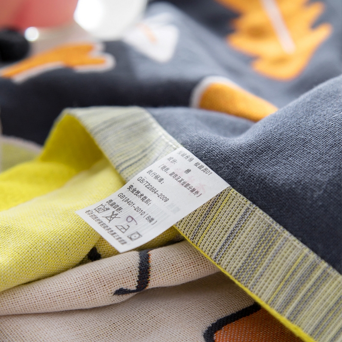 91家纺网 家纺一手货源 找家纺 朴尔家纺-毛巾被 2025新款儿童定位卡通大版花全棉纯棉四层纱布枕巾 牛小兽 53x78cm成人枕巾/对