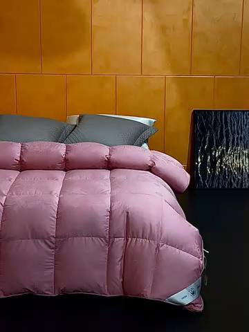 91家纺网 家纺一手货源 找家纺 暖羽屋羽绒馆 2025新款带质检报告 95白鹅绒60s提花纯棉羽绒被子 双层加厚冬被 F雅馨 豆沙