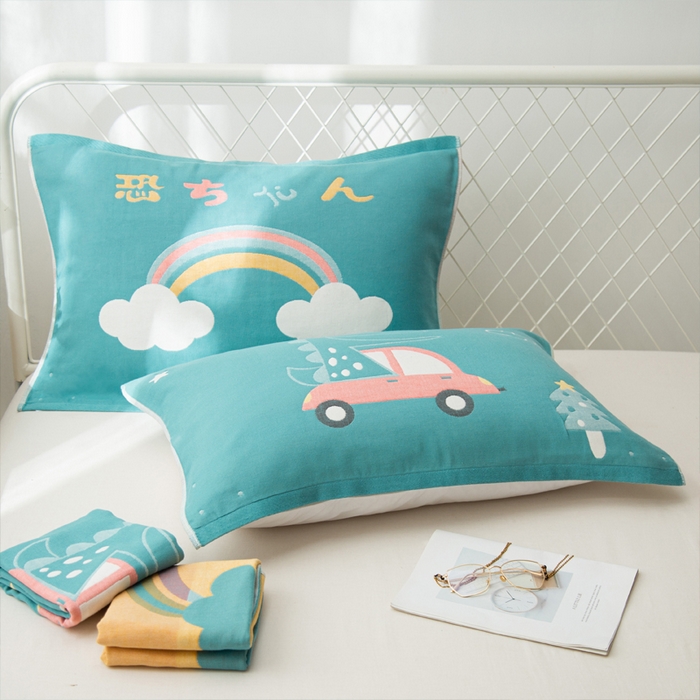 91家纺网 家纺一手货源 找家纺 （总）朴尔家纺-毛巾被 2025新款卡通AB组合全棉纯棉层纱布枕巾