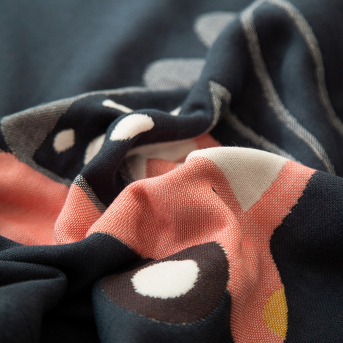 91家纺网 家纺一手货源 找家纺 朴尔家纺-毛巾被 2025新款卡通AB组合全棉纯棉层纱布枕巾 彩虹恐龙-藏青 52x78cm/对