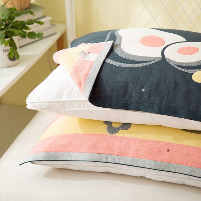 91家纺网 家纺一手货源 找家纺 朴尔家纺-毛巾被 2025新款卡通AB组合全棉纯棉层纱布枕巾 可爱牛油果-藏青 52x78cm/对