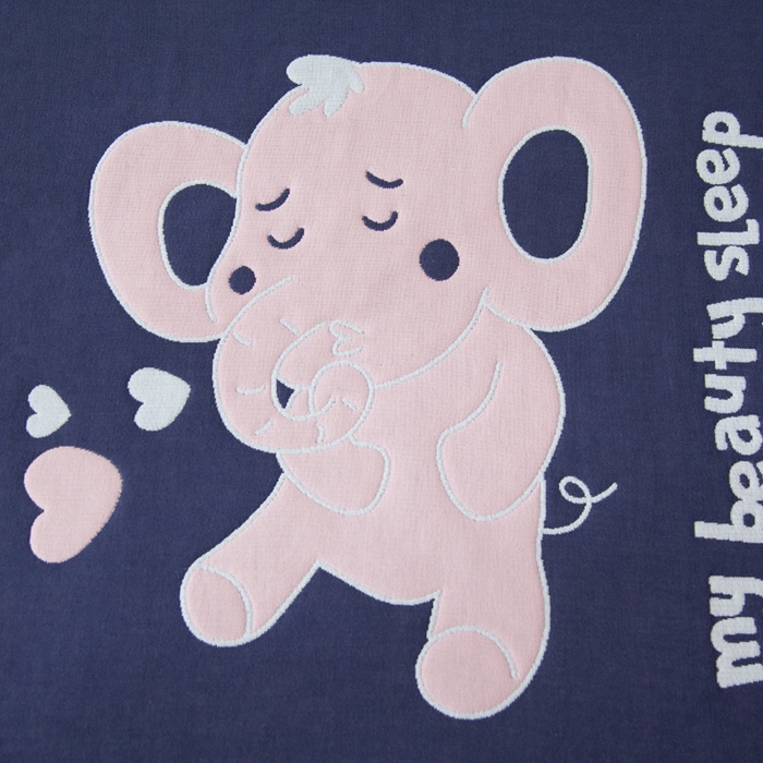 91家纺网 家纺一手货源 找家纺 朴尔家纺-毛巾被 2025新款卡通AB组合全棉纯棉层纱布枕巾 可爱小象粉 52x78cm/对