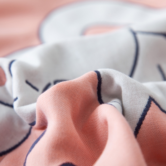 91家纺网 家纺一手货源 找家纺 朴尔家纺-毛巾被 2025新款卡通AB组合全棉纯棉层纱布枕巾 可爱小象橘 52x78cm/对