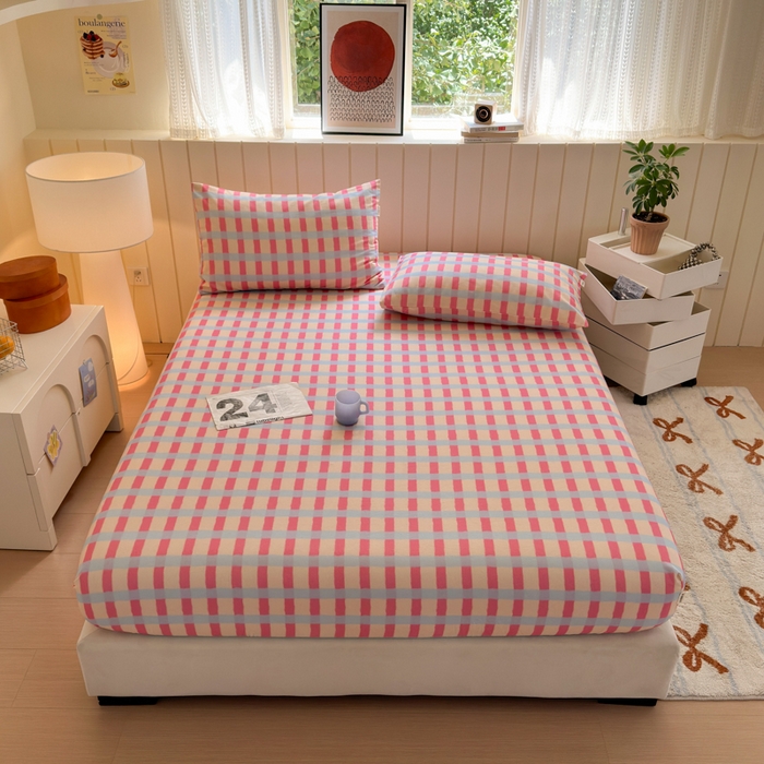 91家纺网 家纺一手货源 找家纺 （总）如意朵 2025新款时尚印花全棉加厚磨毛床笠