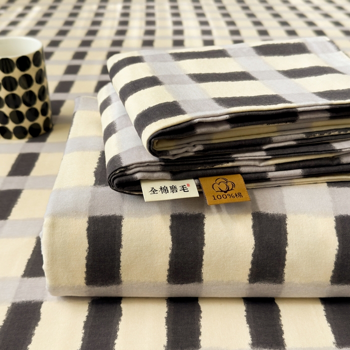 如意朵 2025新款时尚印花全棉加厚磨毛床单 艾格-蓝灰