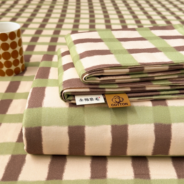 如意朵 2025新款时尚印花全棉加厚磨毛床单 艾格-绿